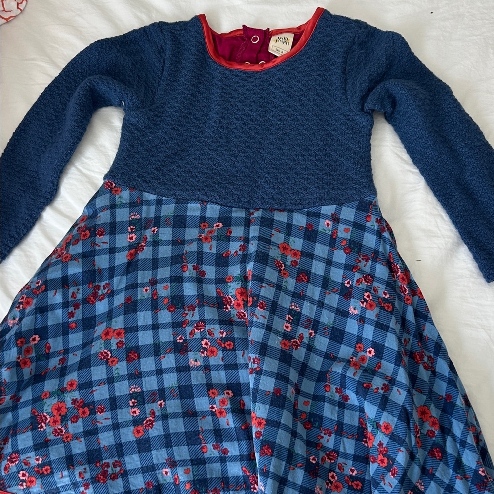 Wild Flowers Blue and Red Floral Kids Dress